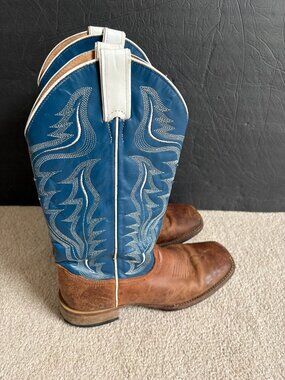 Cody James Stockman Cowboy Boots Men's Size 8.5D Blue Brown Leather 10012883